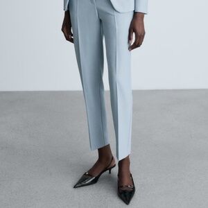 NWT MANGO STRAIGHT SUIT TROUSERS SKY BLUE SIZE 2